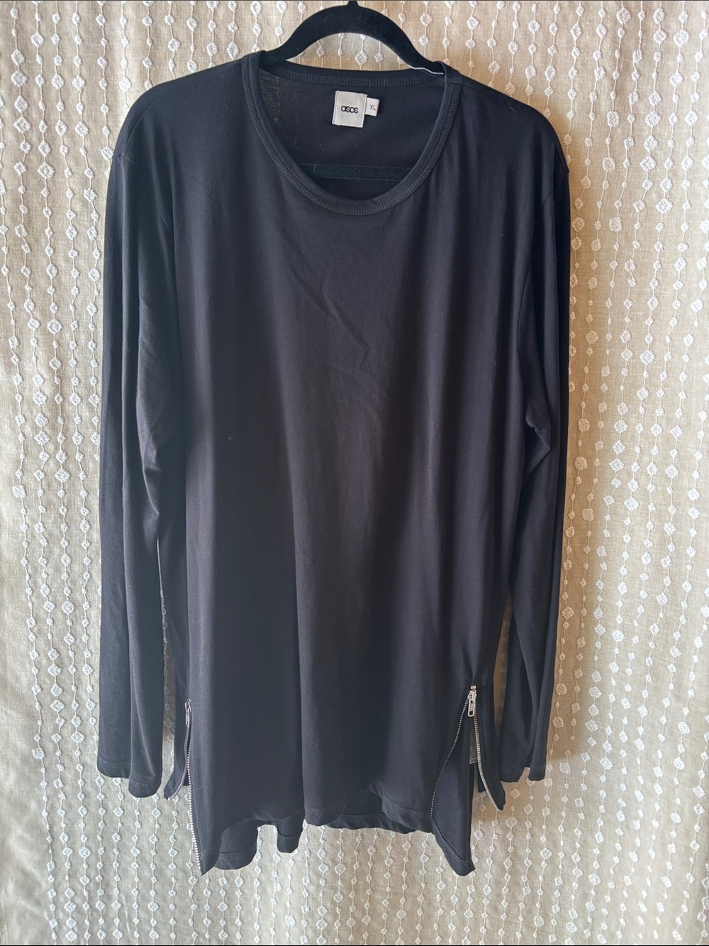 ASOS Black Crew Neck Long Sleeve Top with zipper sides